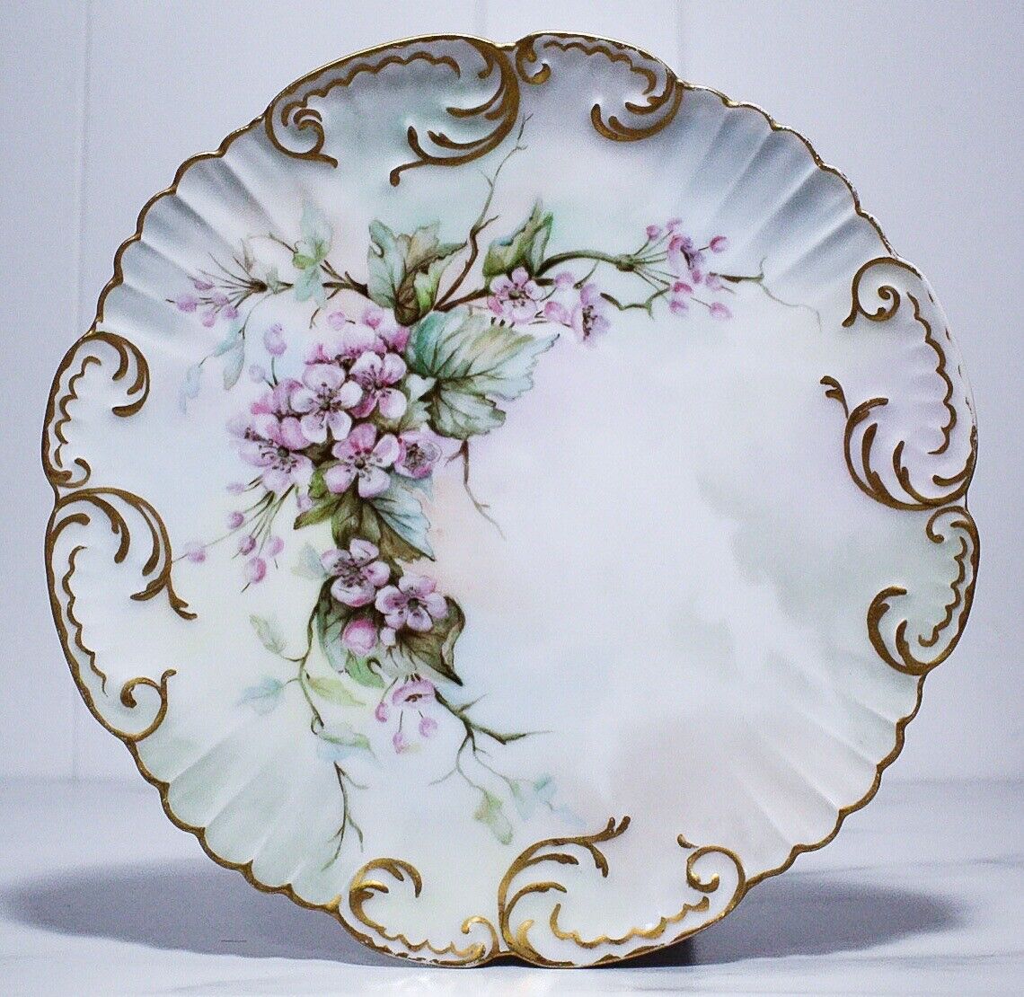 Antique Hand Painted Floral Made in France Hallmarked Porcelain Cabinet Plate