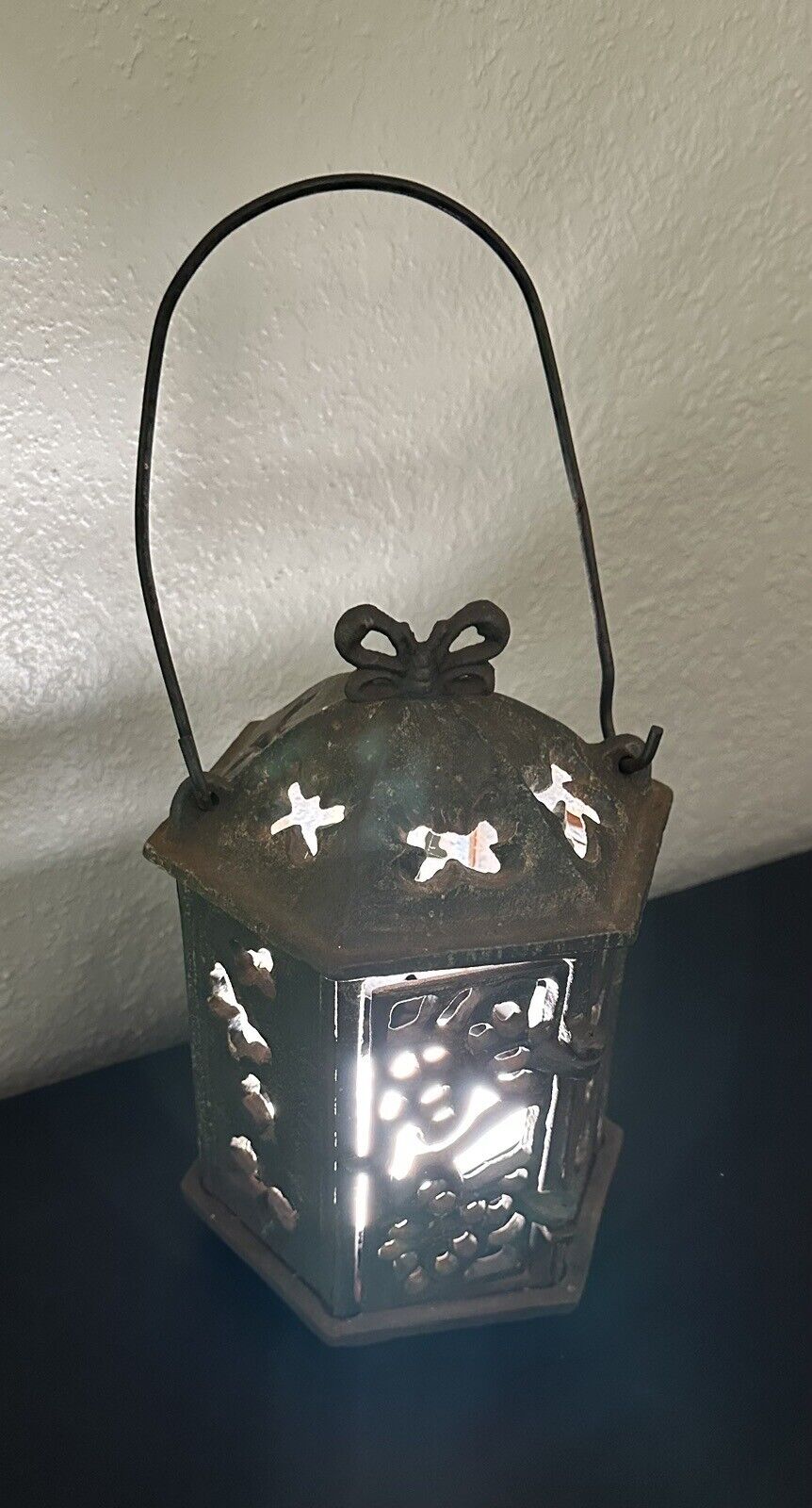 Antique  1920’s Butterfly Garden Lantern.- Japanese garden. Cast Iron Pagoda VTG