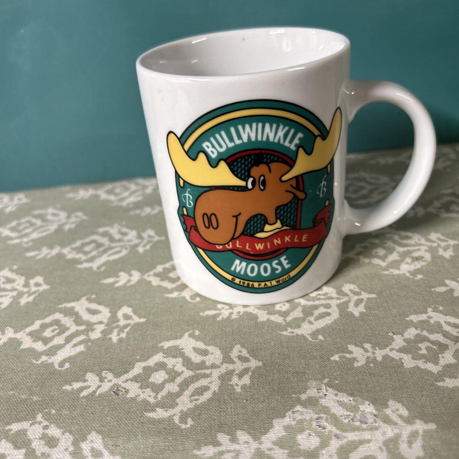 Vintage 1986 Bullwinkle Moose Coffee Mug White N. J. Croce Company