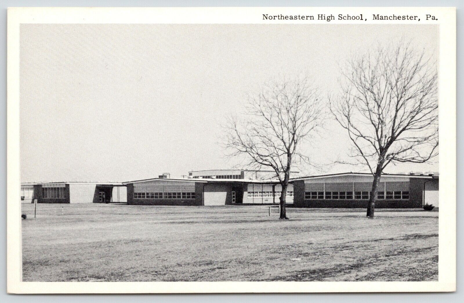 Manchester Pennsylvania~Northeastern High School Panorama~1950s B&W Postcard