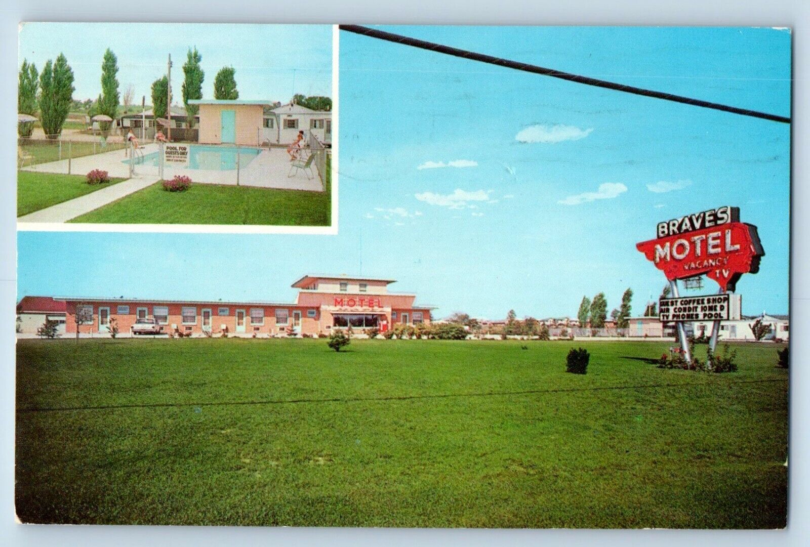 Milwaukee Wisconsin Postcard Braves Motel Franklin Exterior Building View c1965