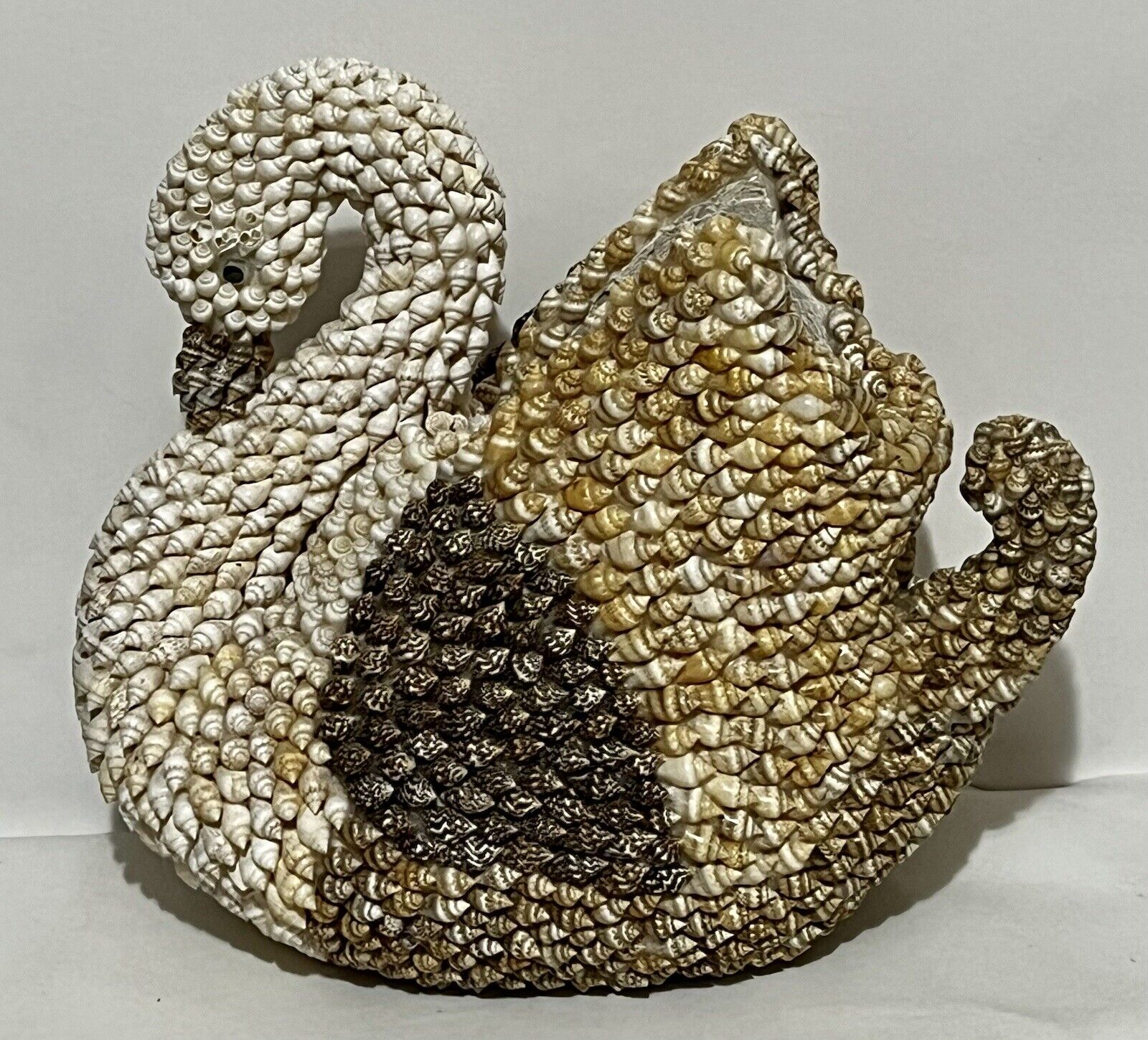 Huge Vintage Periwinkle Seashell Swan Vase 9”x10\