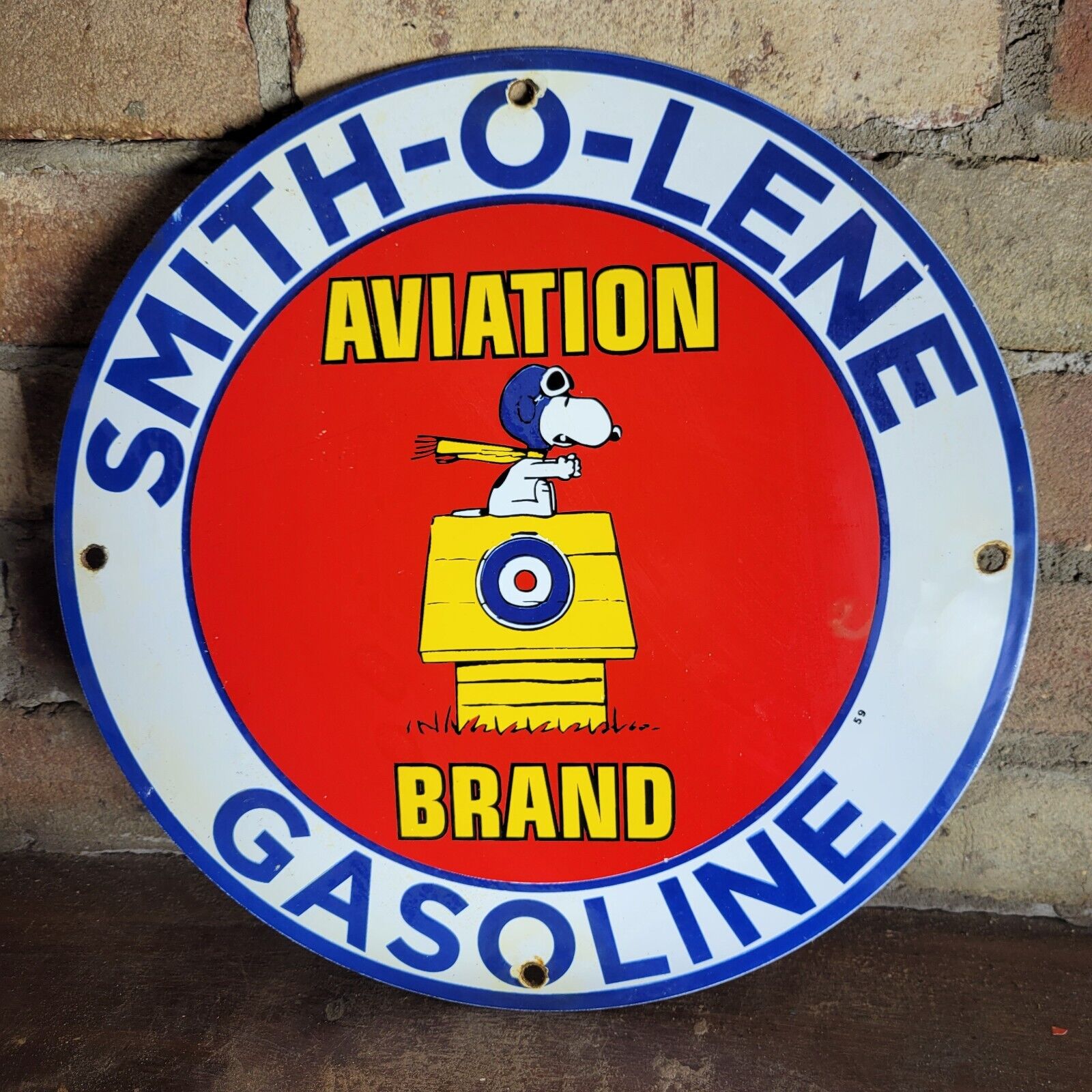 VINTAGE 1959 SMITH-O-LENE GASOLINE PORCELAIN GAS STATION PUMP MOTOR OIL SIGN 12
