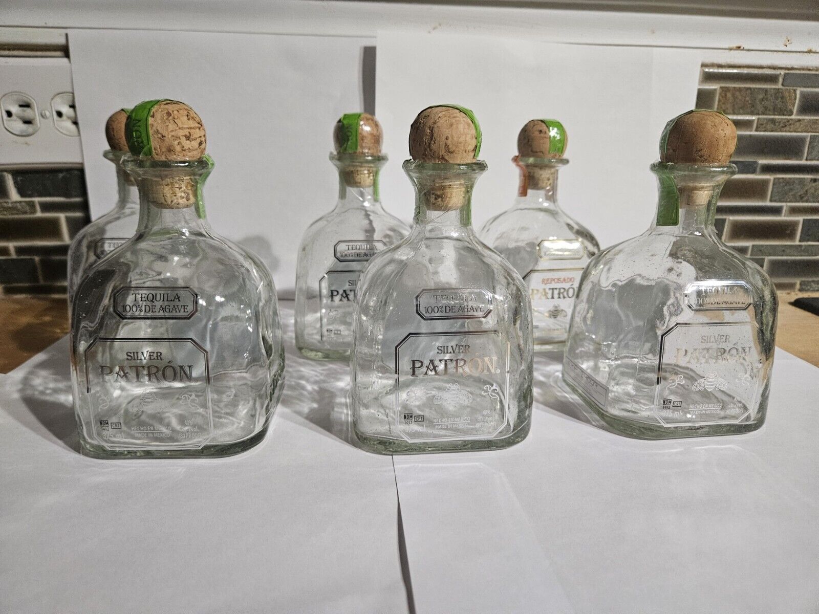 Patron Silver Tequila 375ml empty bottle - Lot of 6 - Empty & Rinsed