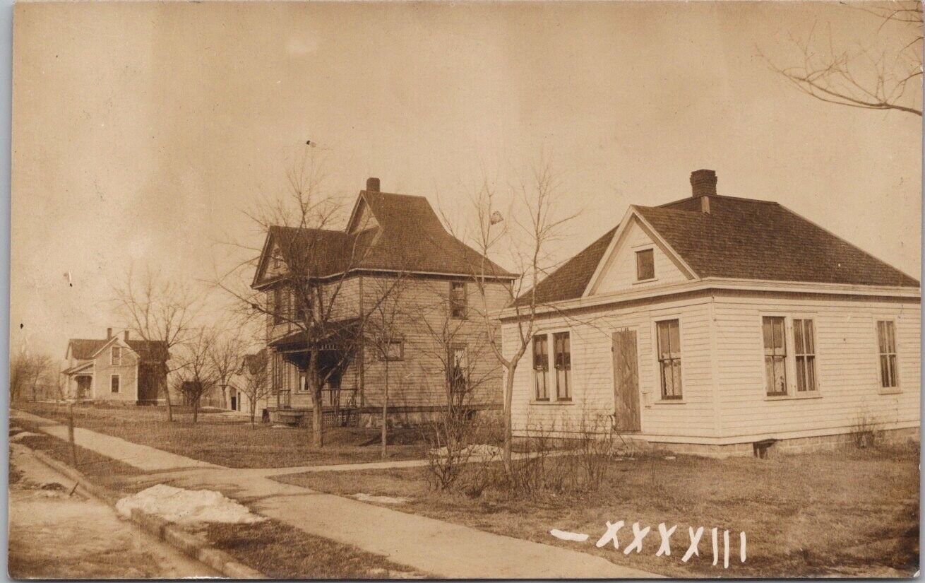 c1910s CEDAR FALLS, Iowa RPPC Postcard Residential Street Scene / Banget Photo