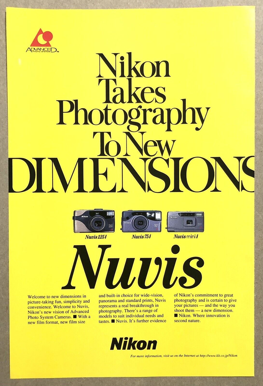 Vintage 1996 Original Print Ad Full Page - Nikon - Nuvis Camera