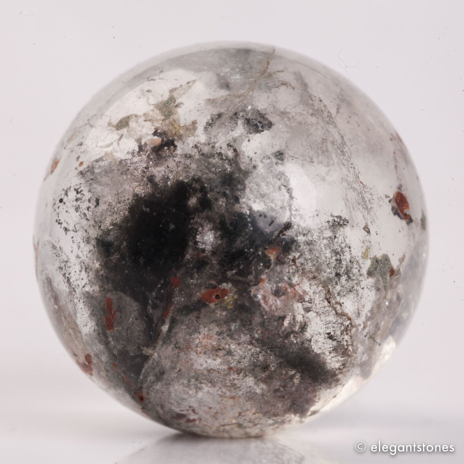 43g31mm Natural Garden/Phantom/Ghost/Lodolite Quartz Crystal Sphere Healing Ball