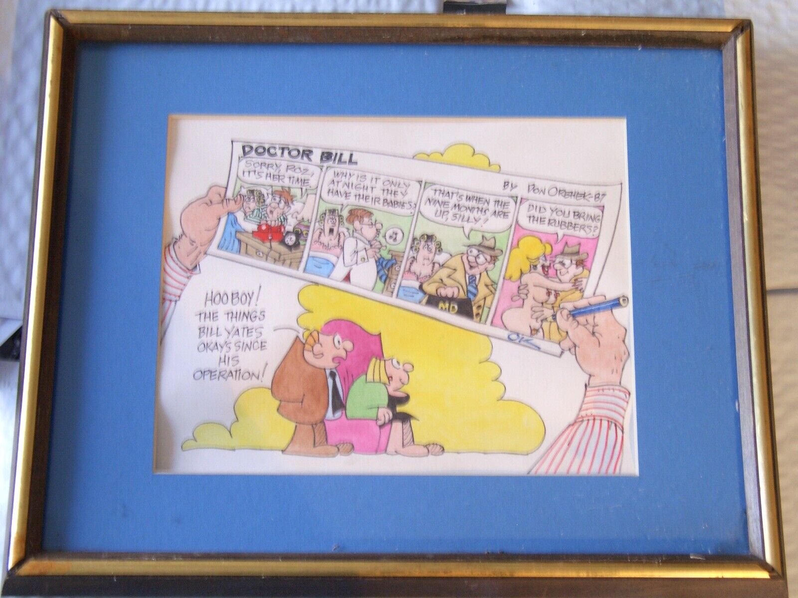 Don Orehek Original Cartoon ART SIGNED for Bill Yates Get Well One Of a Kind