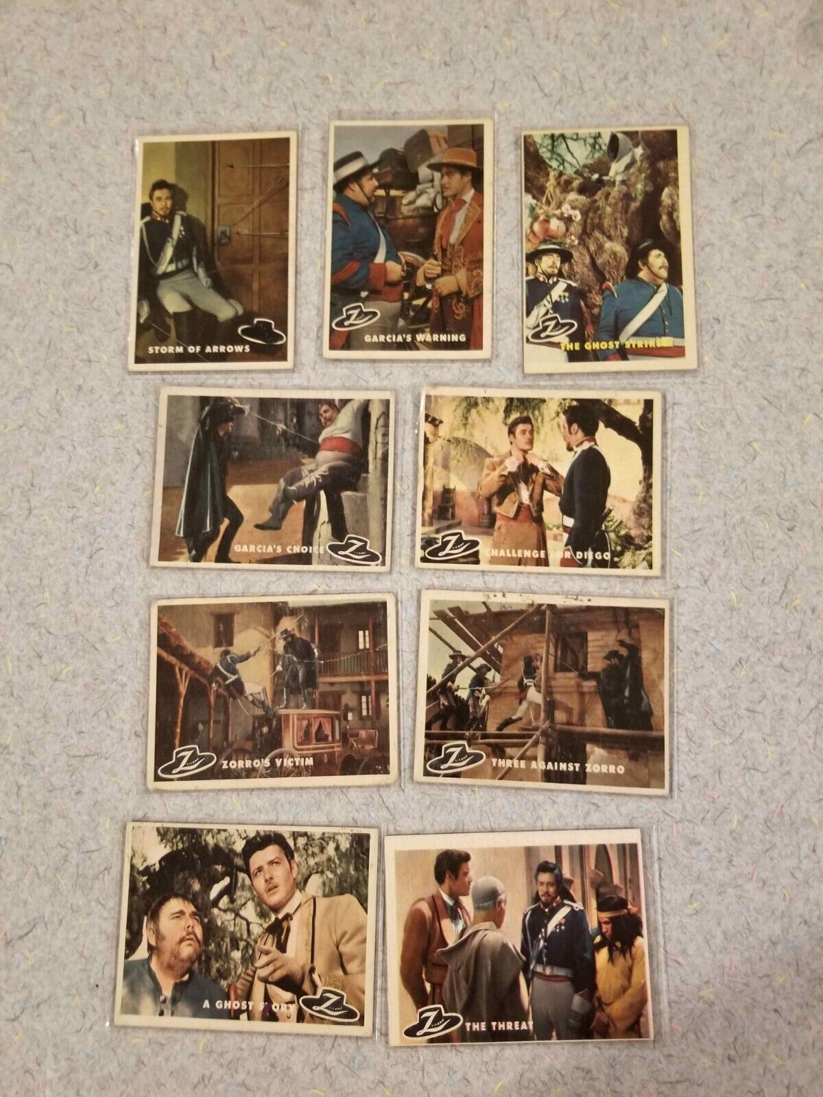 Vintage 1958 Topps Zorro Trading Cards  Lot of 9 Walt Disney