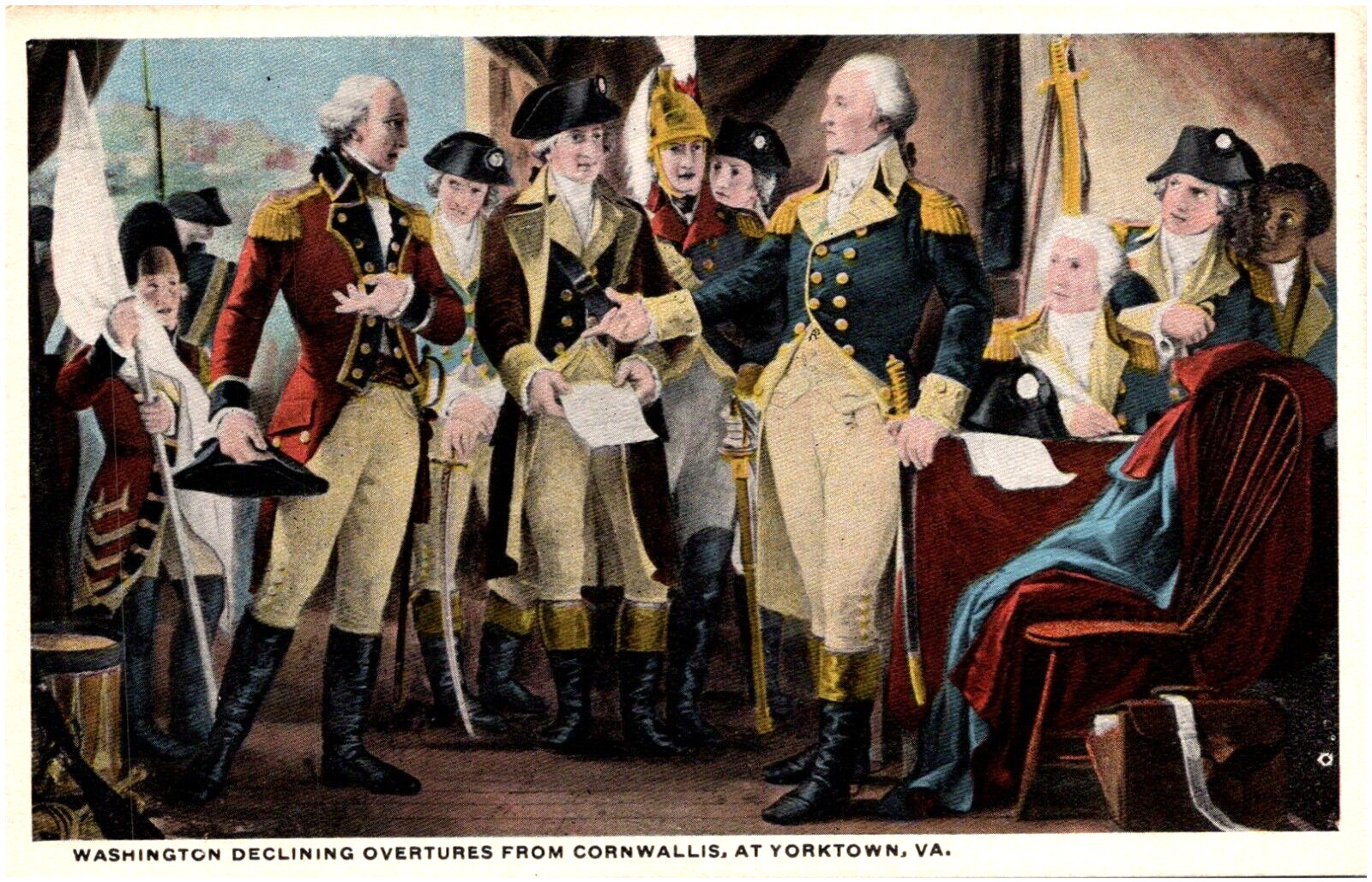 Washington Declining Overtures from Cornwallis at Yorktown VA 1920s Postcard