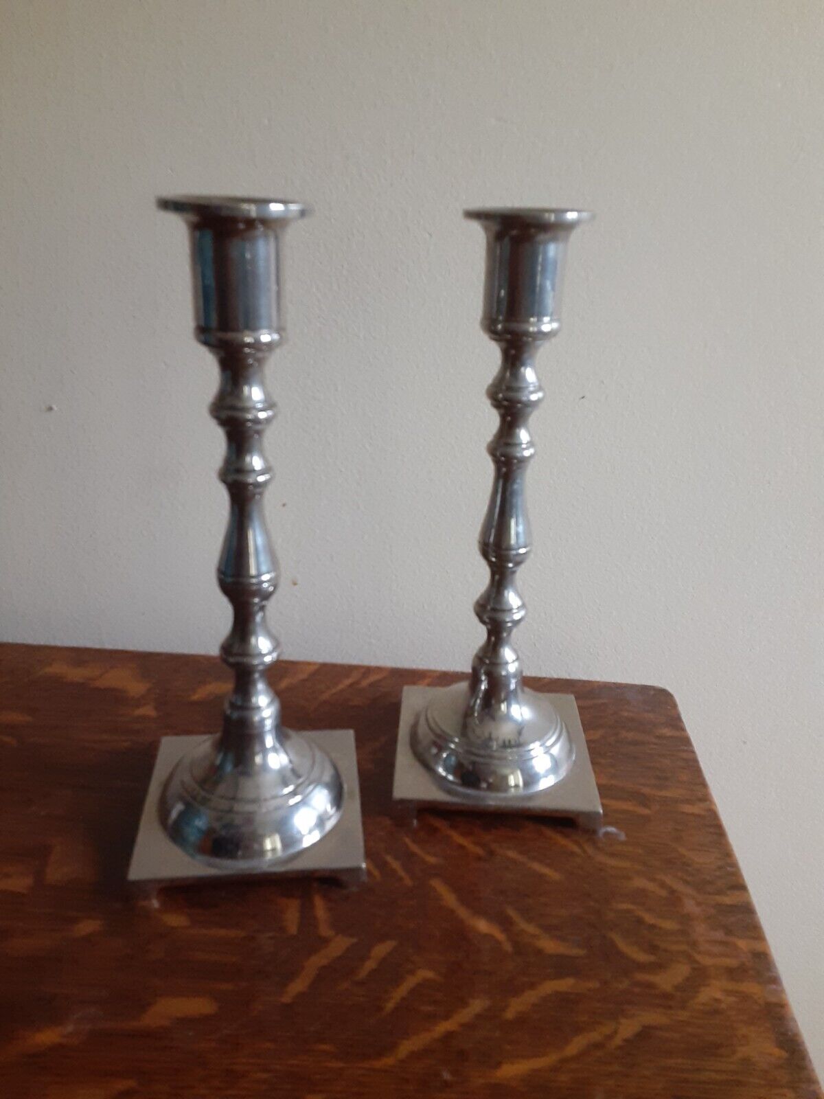 vintage silver plated candlesticks pair