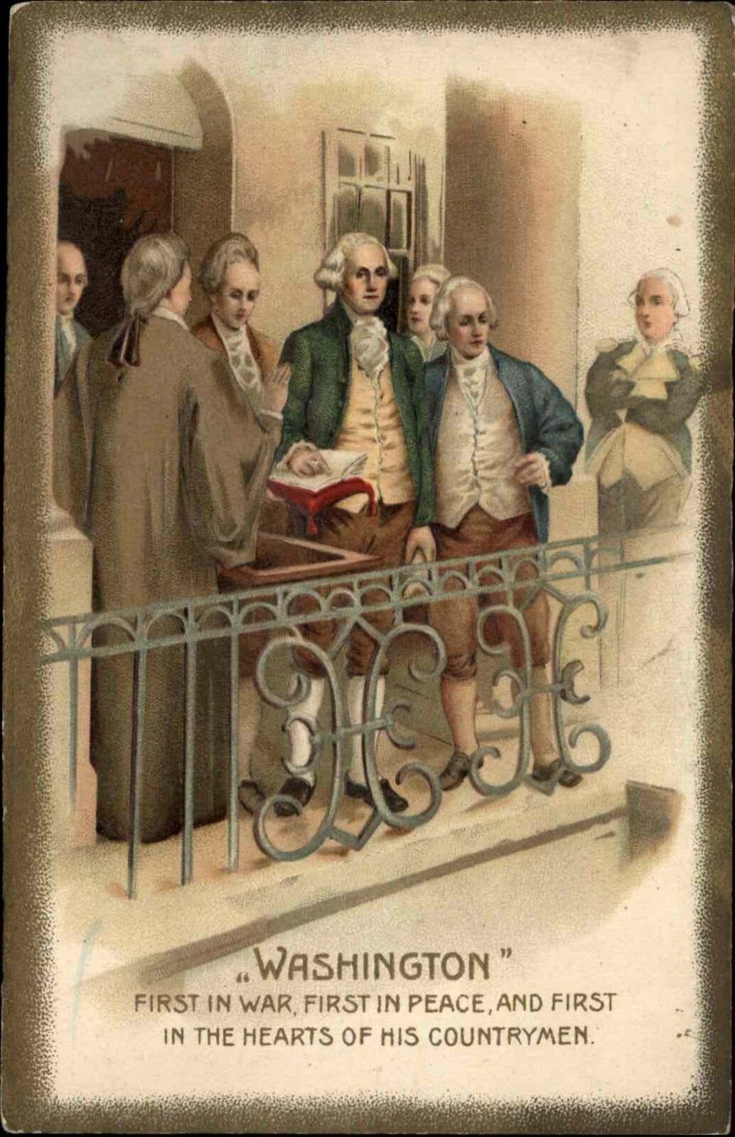 George Washington Patriotic Taking Oath Embossed Winsch c1910s Postcard