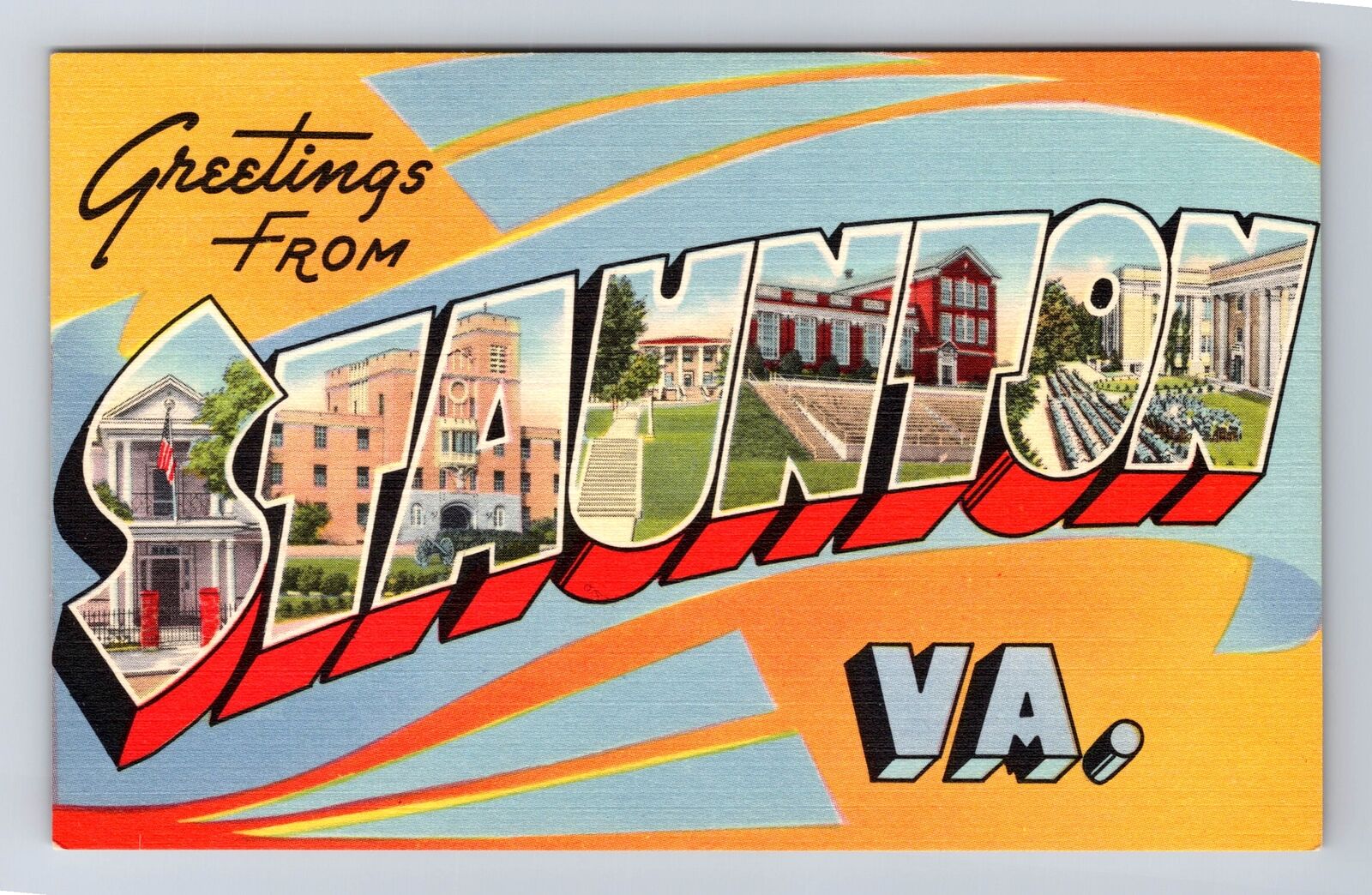 Staunton VA-Virginia, Scenic LARGE LETTER GREETING, Souvenir Vintage Postcard