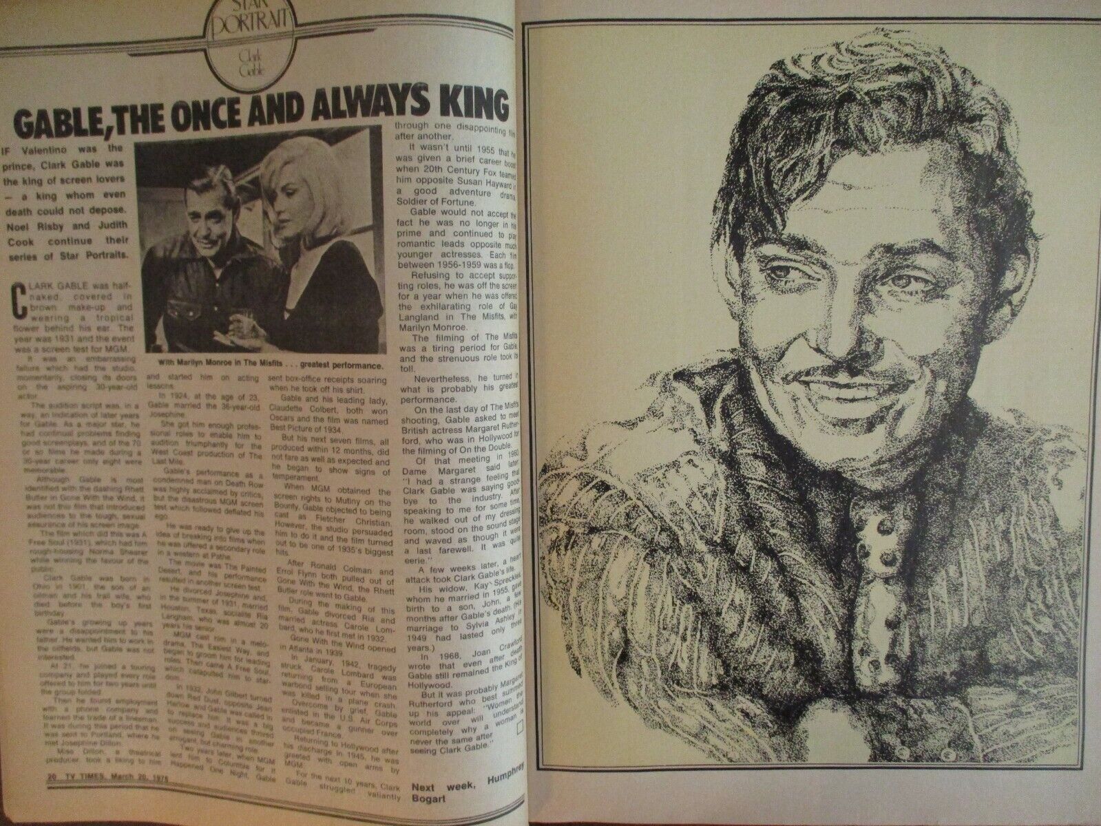 3/1976 Australian TV Mag(CLARK GABLE/JOHN PAUL YOUNG/VICTORIA SHAW/JEANNE LITTLE