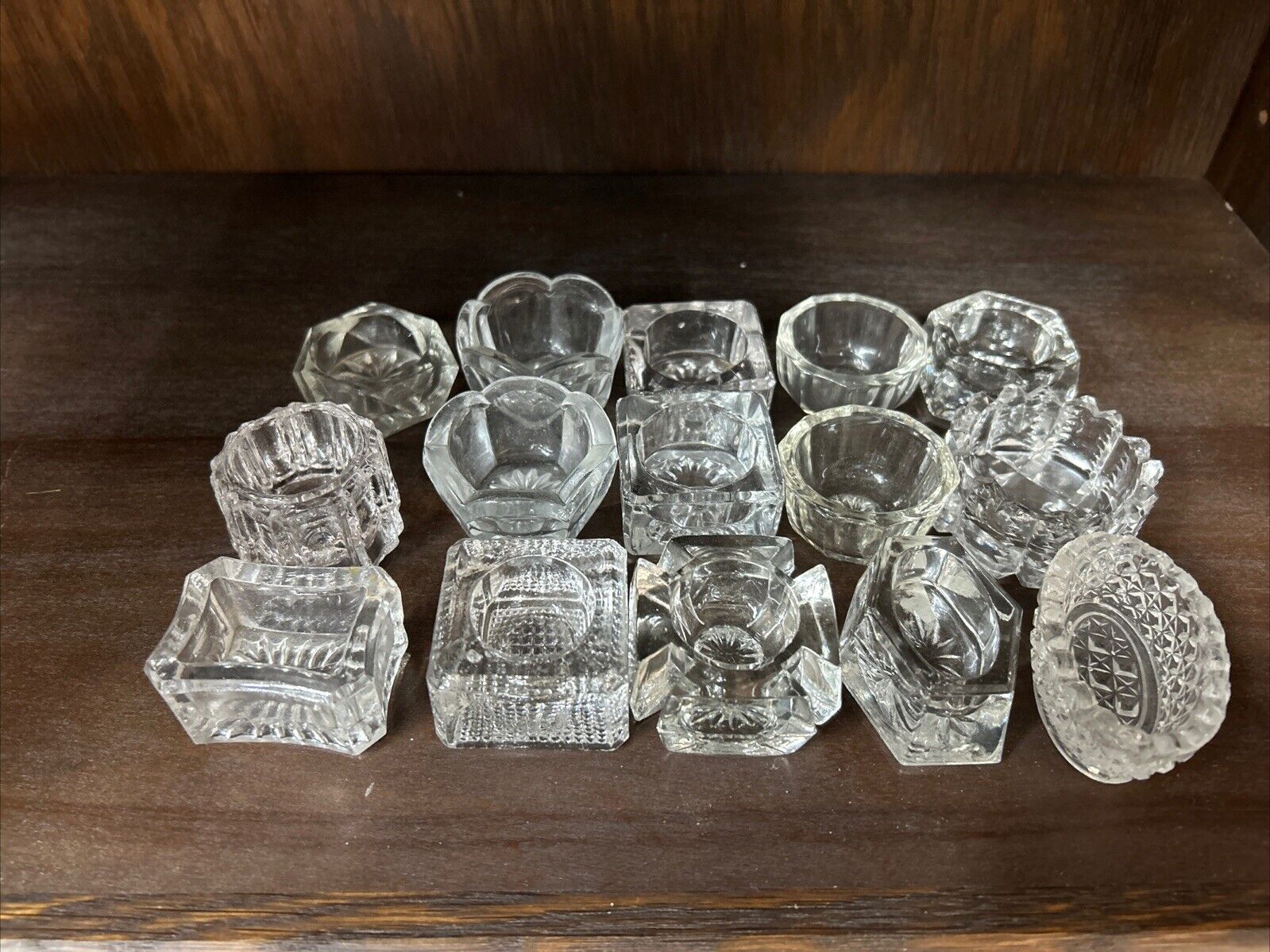 Mixed Lot 15 Misc. Open Salt Cellars Pressed Cut Vintage Antique Crystal Glass 1