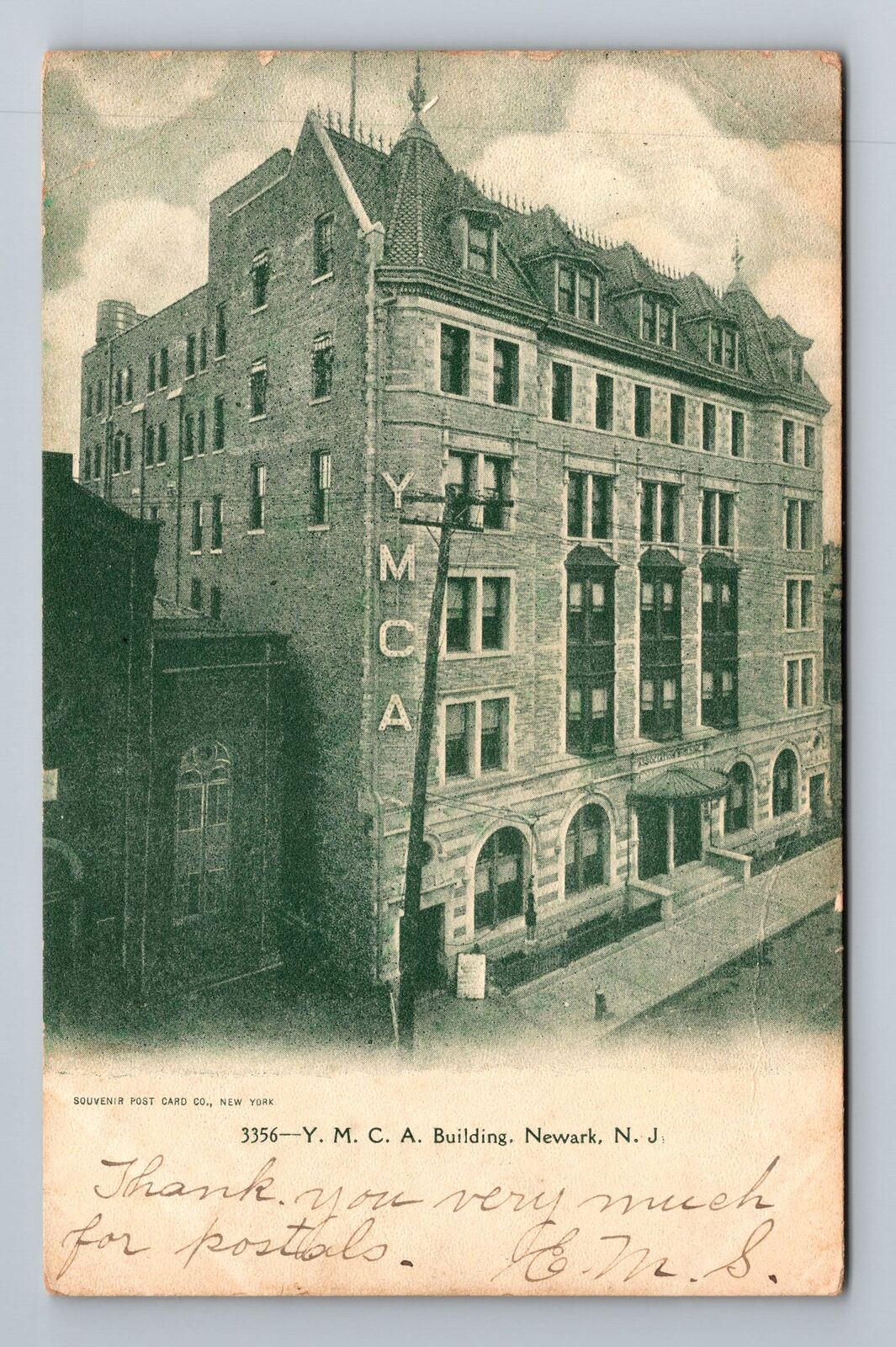 Newark NJ-New Jersey, YMCA Building, Scenic View, c1905 Vintage Postcard