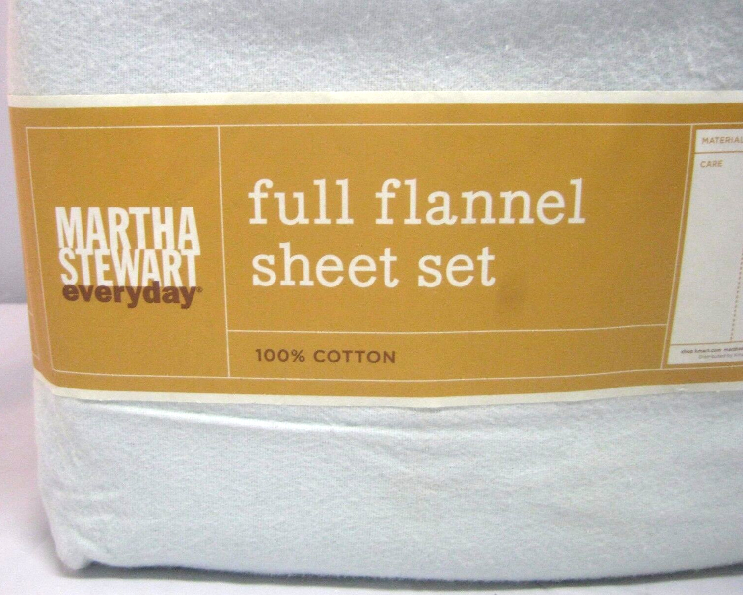 New Martha Stewart 2008 Flannel Sheet Set Full 100% Cotton Porcelain Blue Color