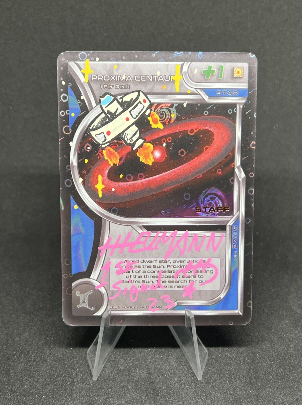Interstellar TCG Proxima Centauri STAFF stamped FH - 1st Signed And Doodled