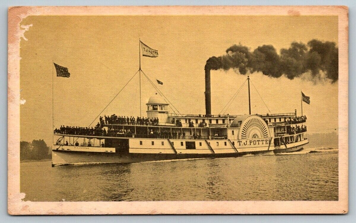 Columbia River  Sidewheel Steamboat  T. J. Potter   Postcard