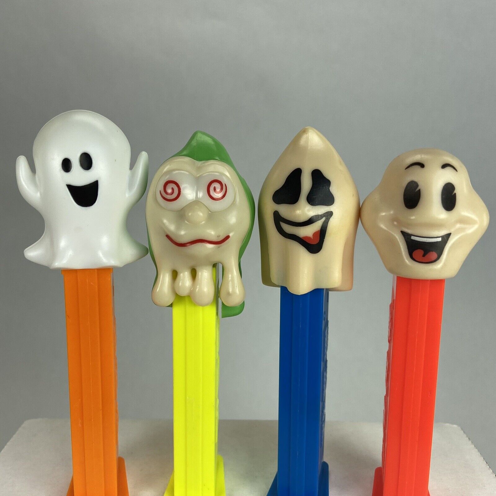 PEZ Halloween Ghosts Naughty Neil, Happy Henry, Slimey Sid Dispensers Lot of 4 