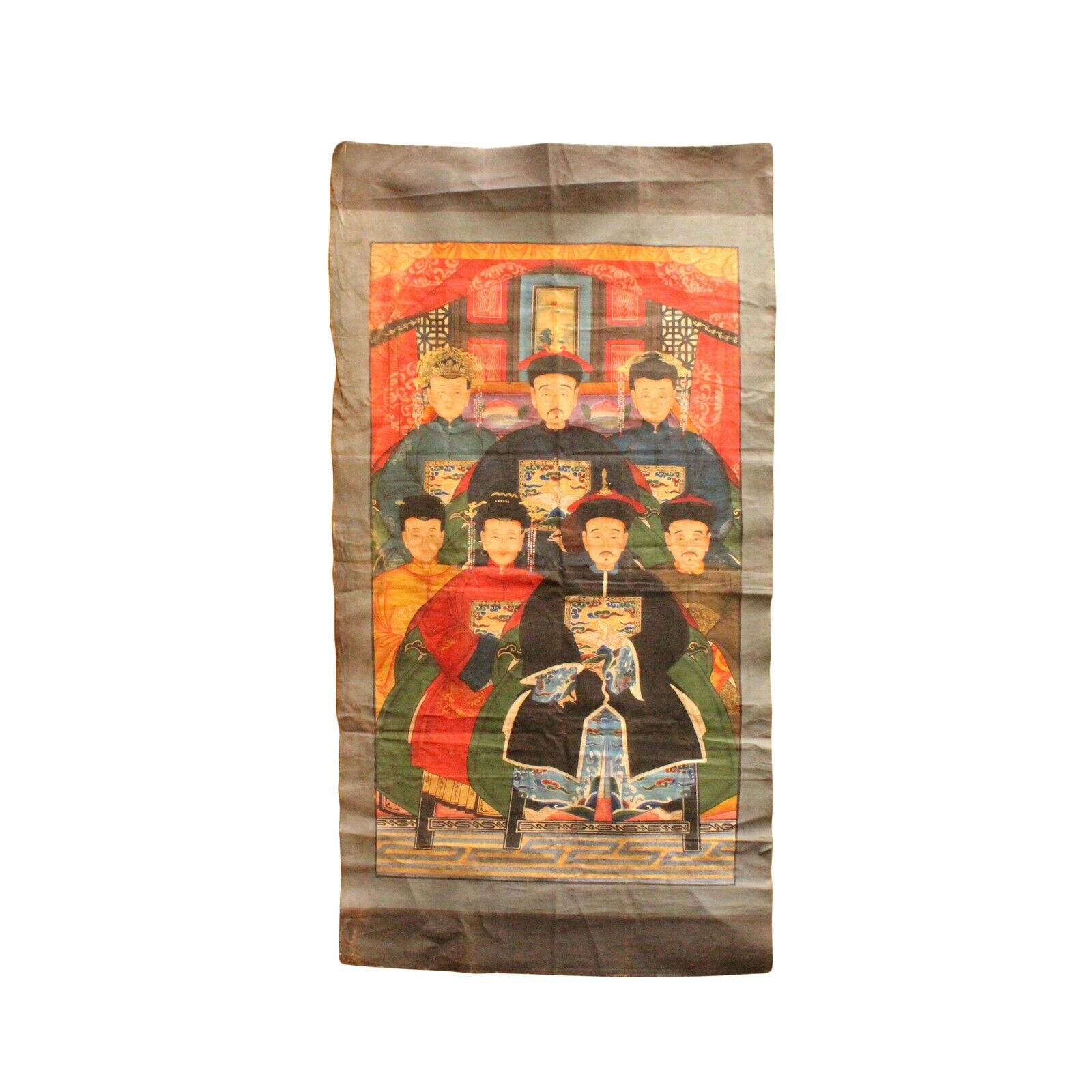 Chinese Hand-painted Canvas Color Ink Ancestors Painting Art cs5096