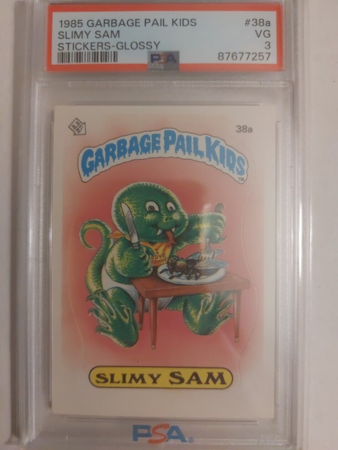 1985 Topps Garbage Pail Kids Series 1 Glossy Slimy Sam #38a PSA 3