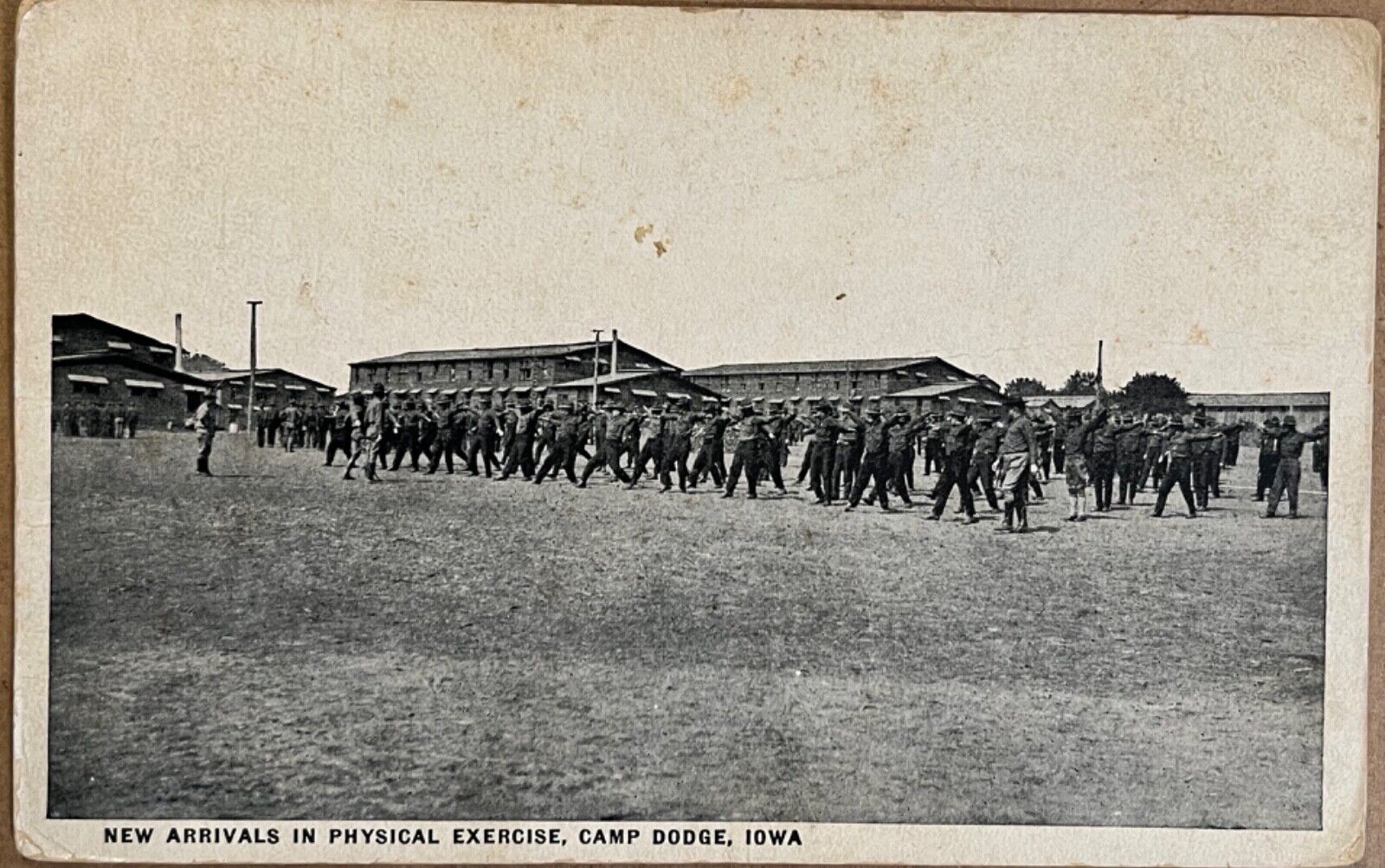 Johnston Iowa Camp Dodge Army Soldiers Exercising Military Postcard