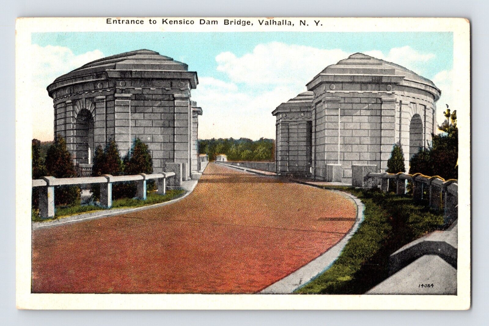 Postcard New York Valhalla NY Kensico Dam Bridge 1930s Unposted White Border