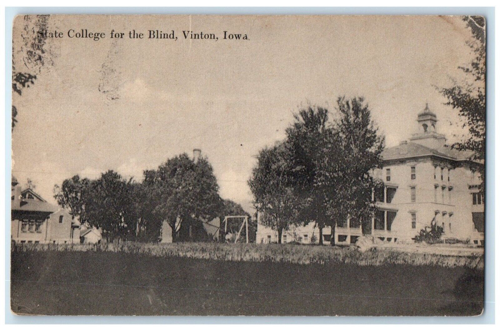 1910 State College Blind Exterior Building Vinton Iowa Vintage Antique Postcard