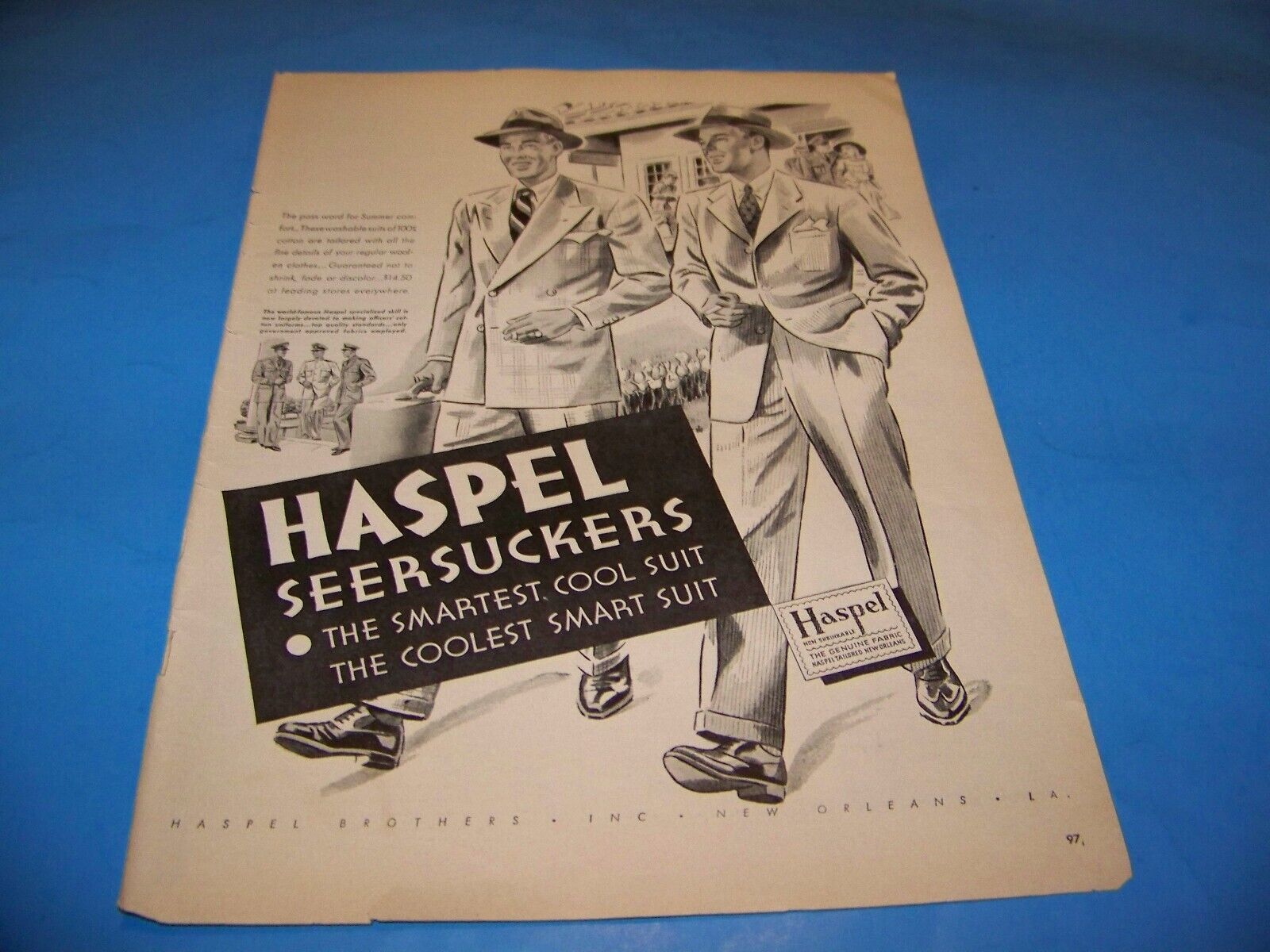 Seersuckers Suits by Haspel Brothers Original Print Ad from Magazine 1943