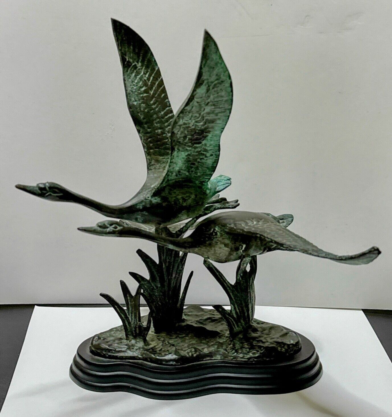 VTG Bronze Flying Geese Goose Duck Sculpture Wildlife Charles Sadek  Figurine VG