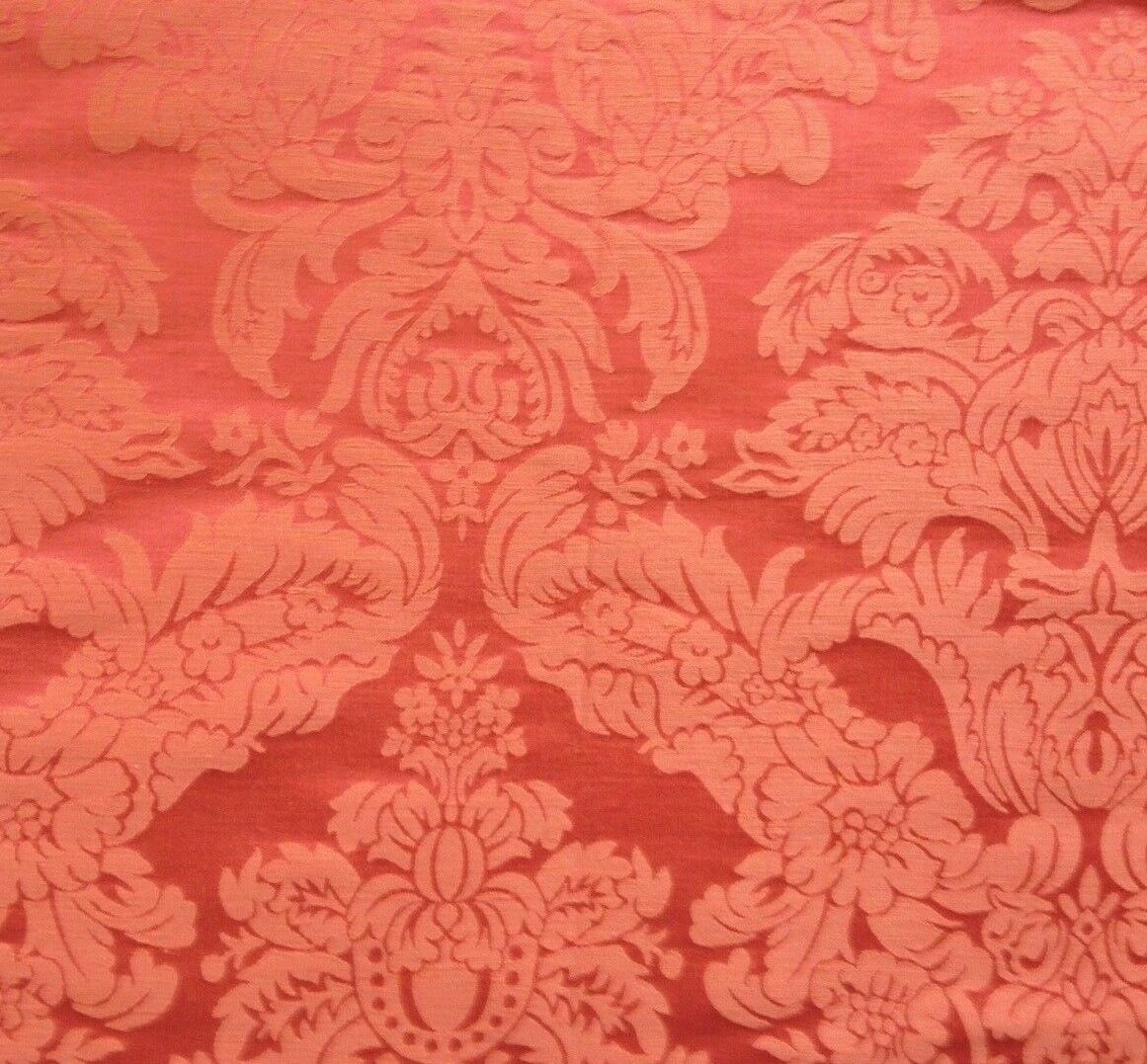 CLARENCE HOUSE Hill Brown Bonnevie Coral Damask Remnant New