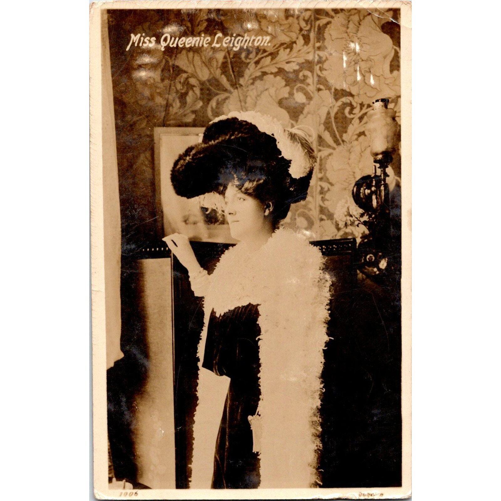 Vintage Postcard Actress Miss Queenie Leighton 1906 Posted RPPC Real Photo