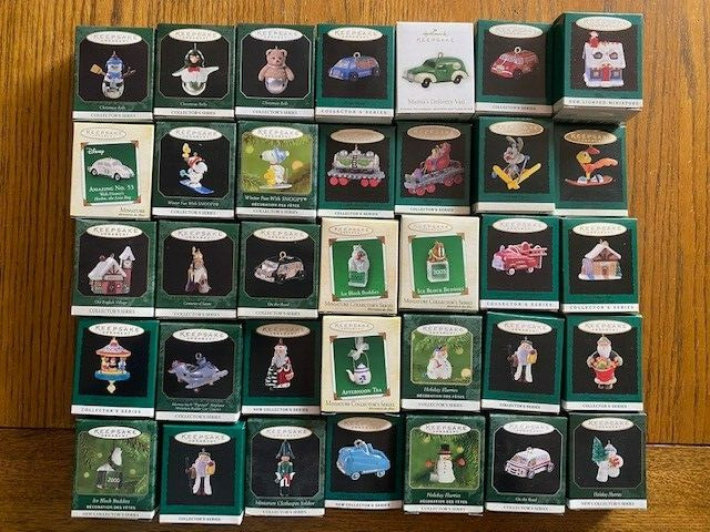 Lot of 35 Assorted Hallmark Miniature Mini Keepsake Ornaments 1990’s 2000’s NIB