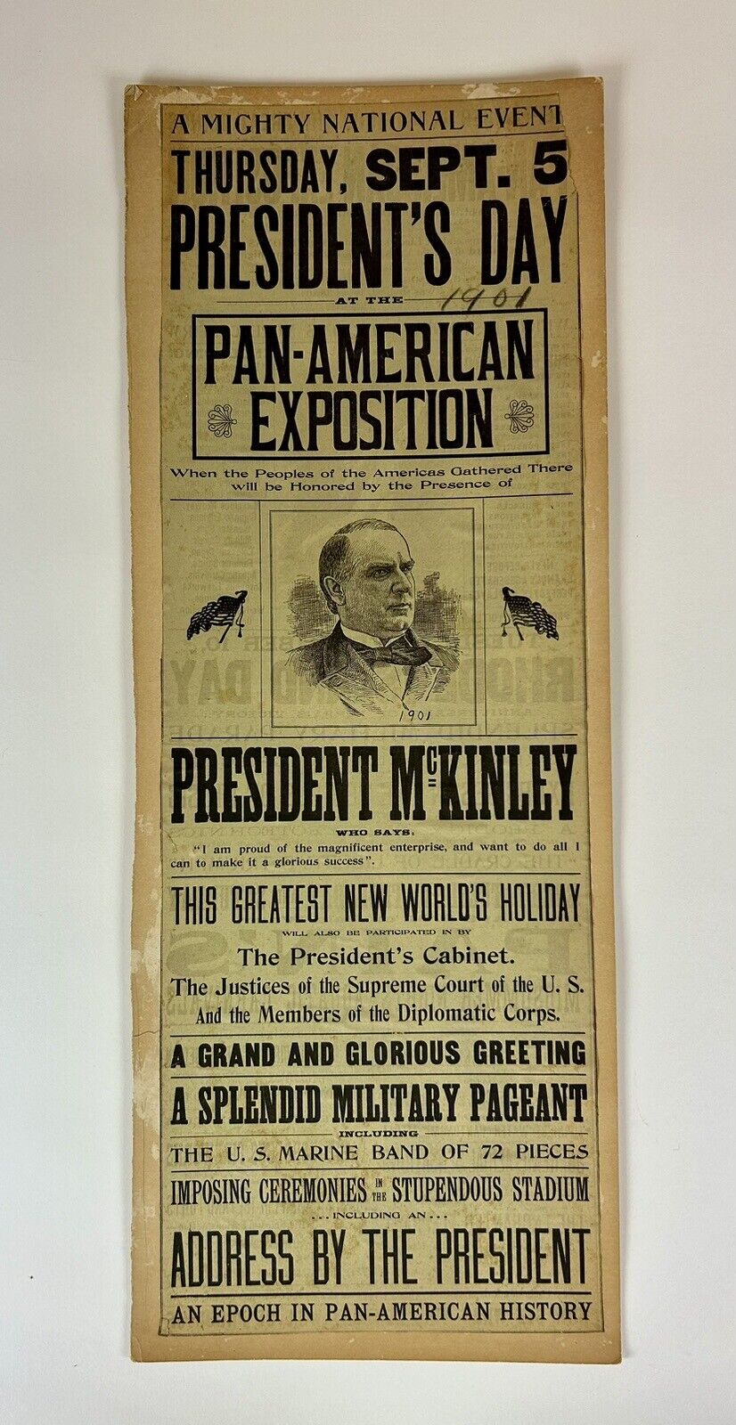 RARE 1901 William McKinley Pan-American Expo Broadside