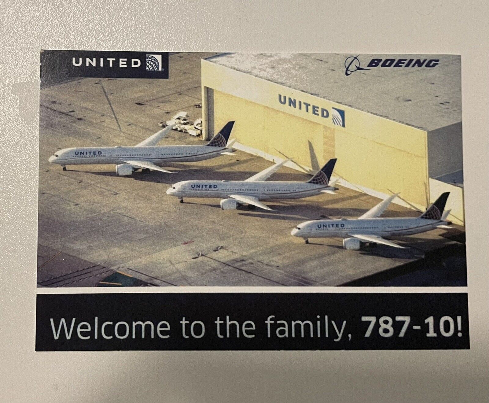 United Airlines Boeing 787-10 Welcome To The Family Card
