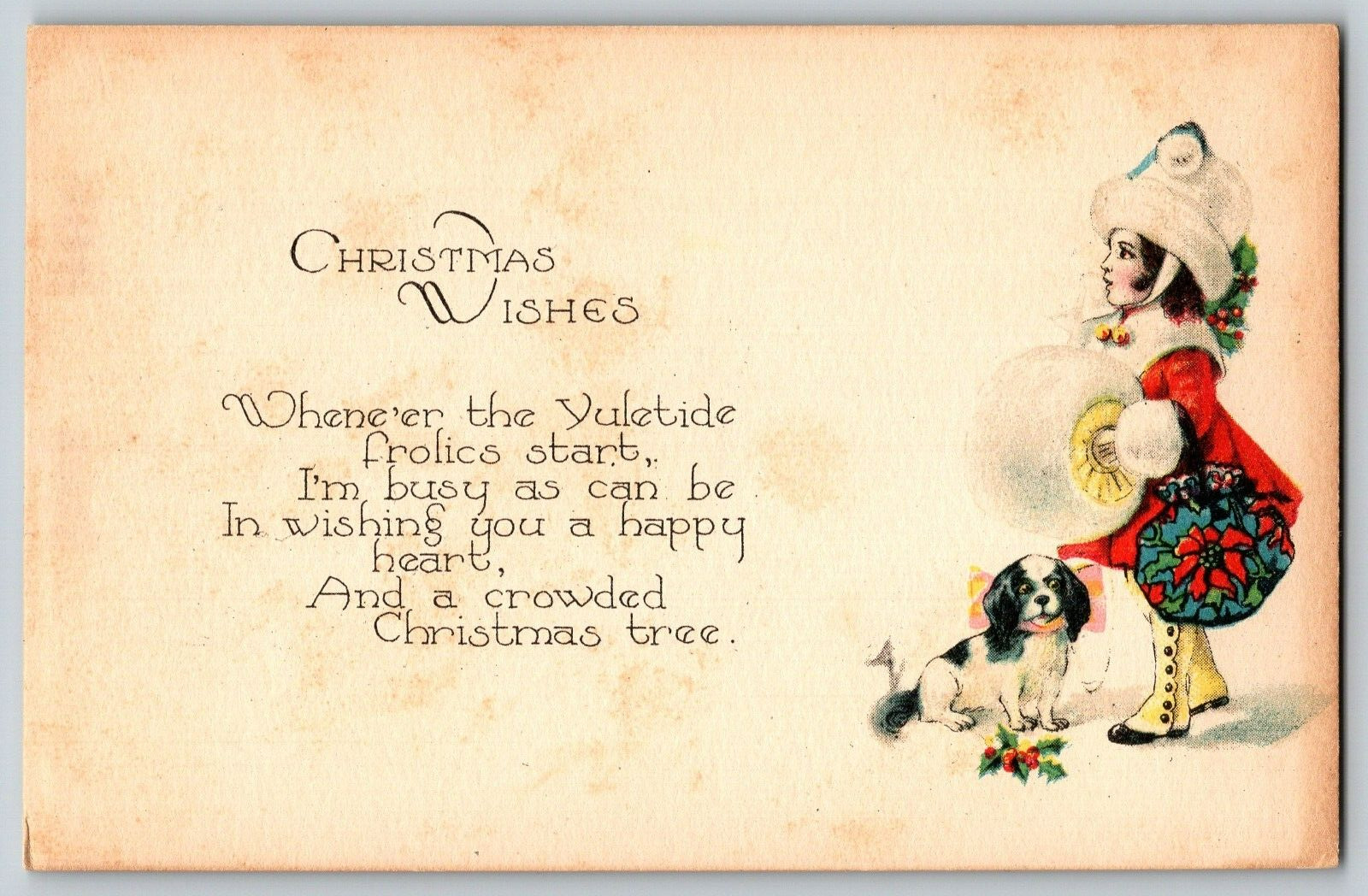 Christmas Holidays - Christmas Wishes - Vintage Postcard - Unposted