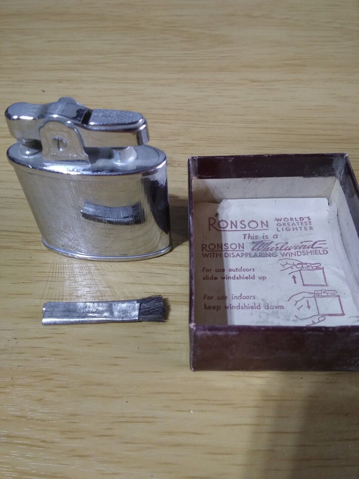 Windsor Vintage Lighter With A Ronson Whirlwind Box, Brush & Instructions Inc.