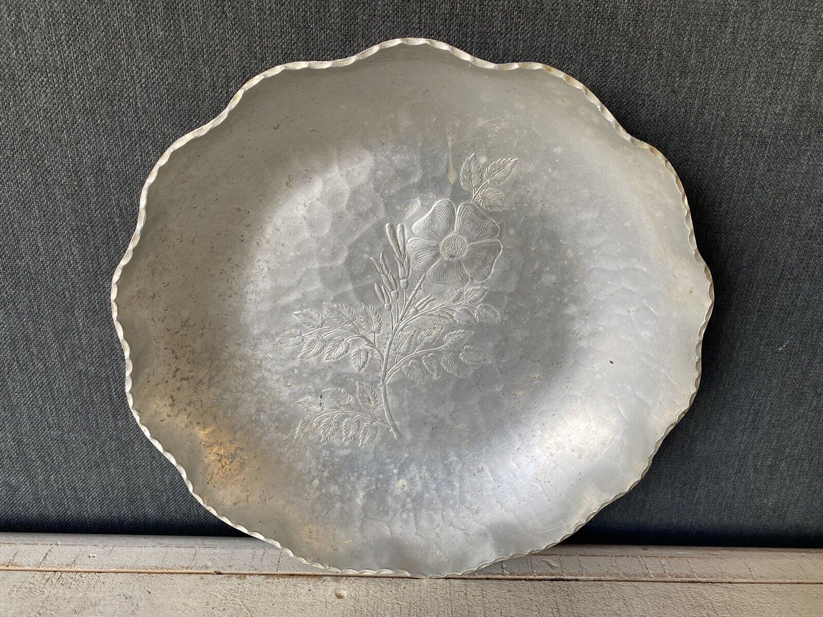 Wilson Spec hammered metal bowl with scalloped edge