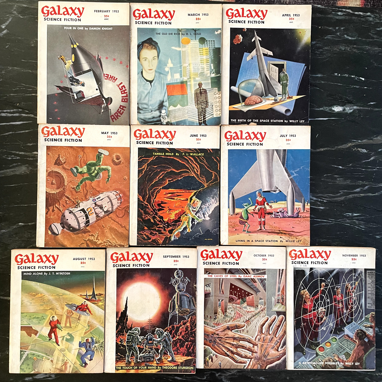 GALAXY  Science Fiction pulp magazine Lot 10 Issues  1953 Asimov willy ley