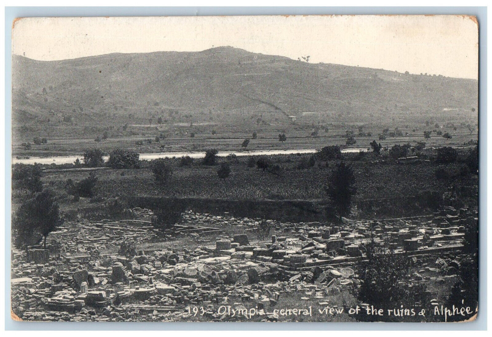 Hellas Greece Postcard Olympia General View of Ruins and Alphee c1910