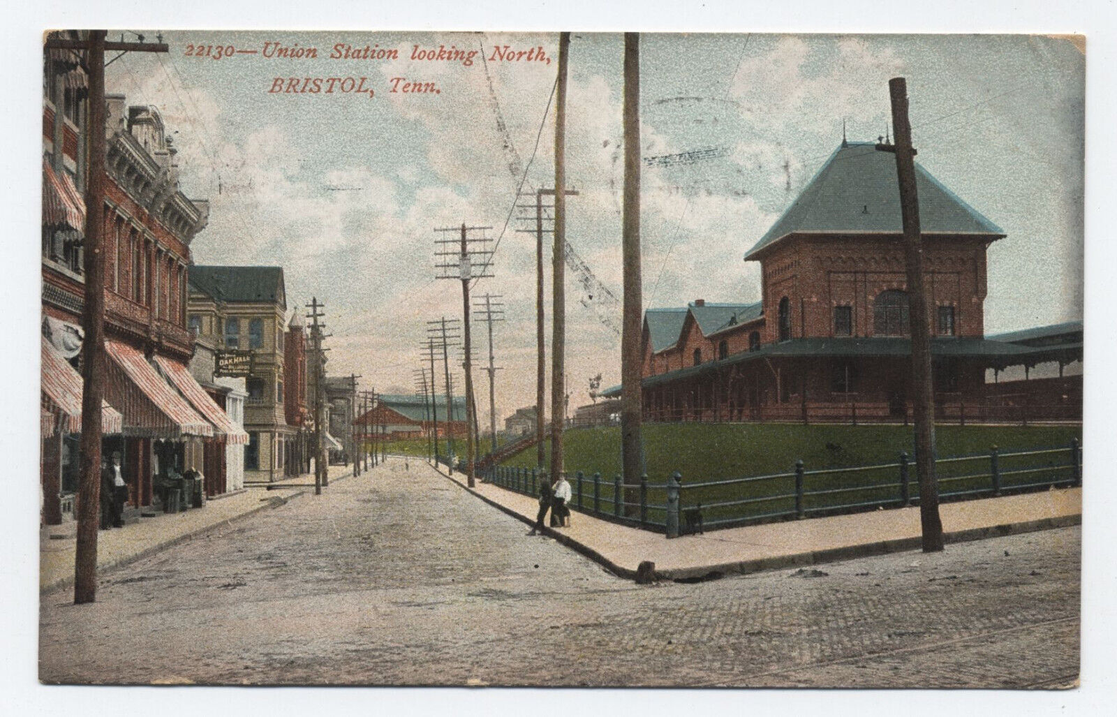 1908 Union Station looking North Bristol TN postcard [s.5587]