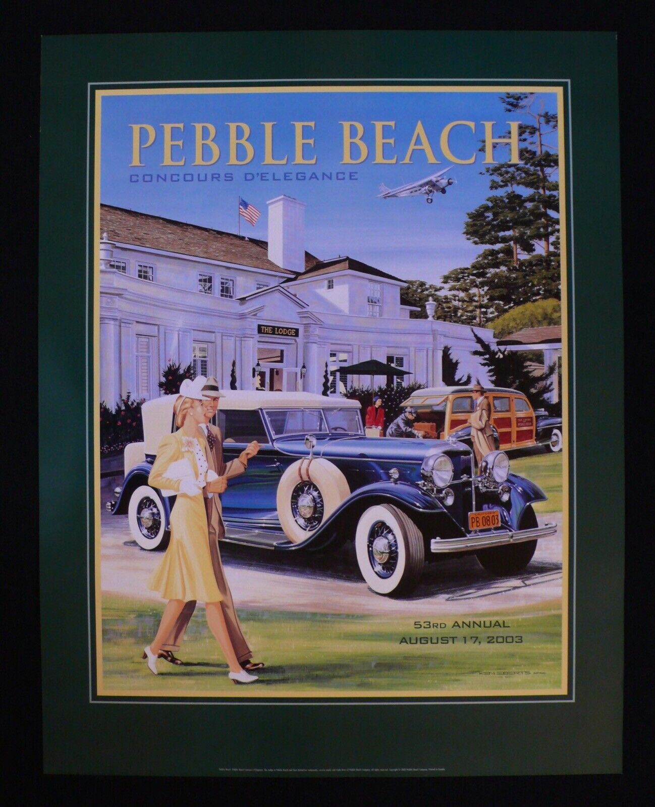2003 Pebble Beach Concours Poster '32 LINCOLN KB '47 FORD Woody Tri-Motor Eberts