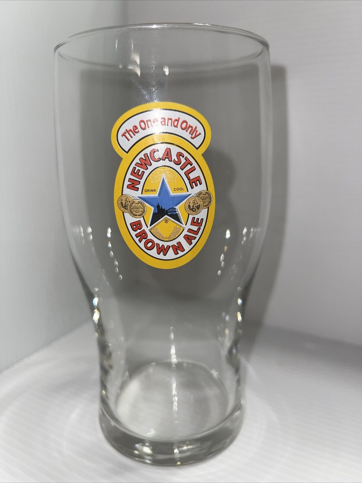 Vintage English Newcastle Brown Ale .5L Beer Glass - Circa 1990 The One And Only
