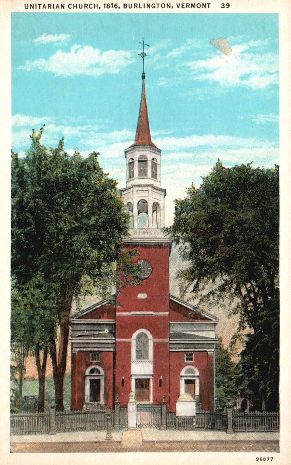 Burlington, Vermont, VT, Unitarian Church, White Border Vintage Postcard e7788