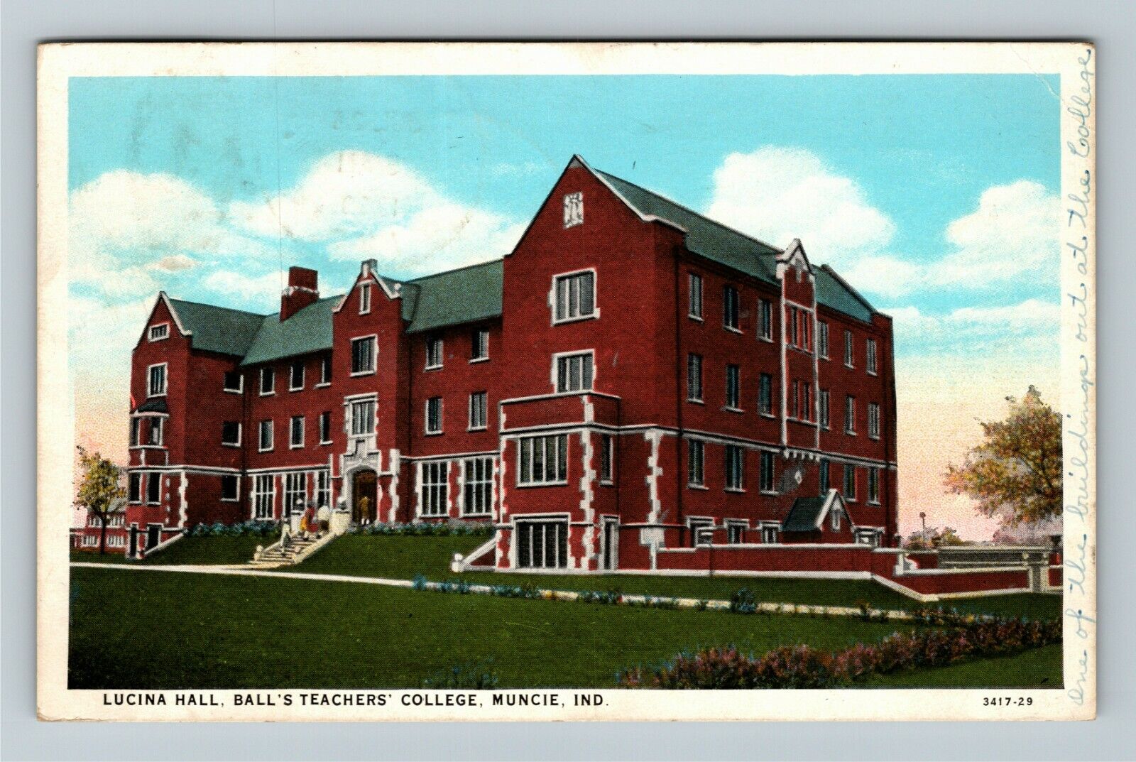 Muncie Indiana, LUCINA HALL, BALL\'S TEACHERS COLLEGE, c1939 Vintage Postcard