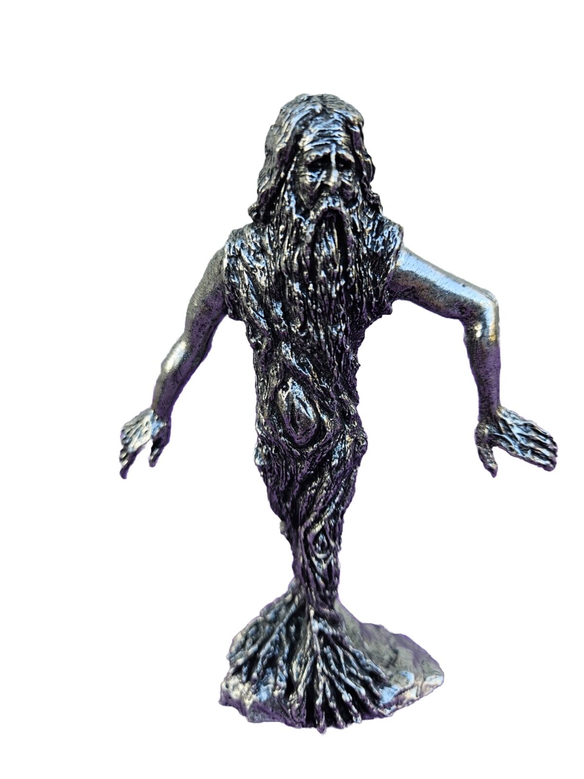 Vtg Pewter Long Bearded Man Statue Figure Figurine Mystical Beard Man