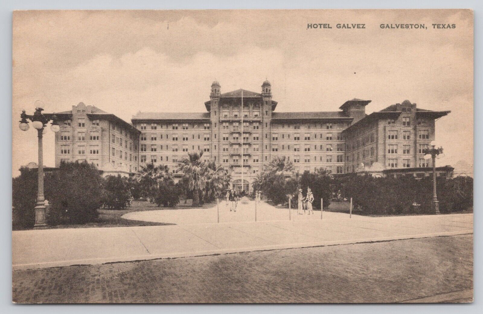 Galveston TX Texas Hotel Galves Street View Vintage Albertype Postcard