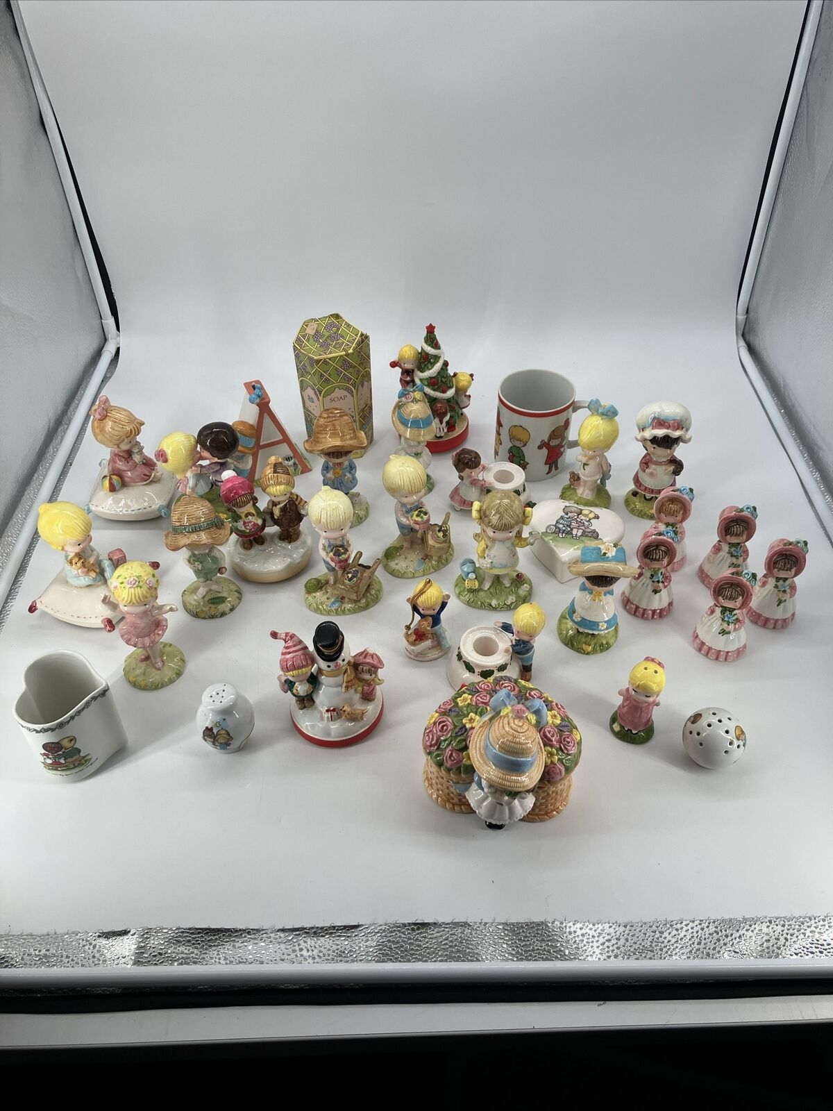 Large Lot of Vintage 32 Joan Walsh Anglund Figures, holders, and Kitchenware