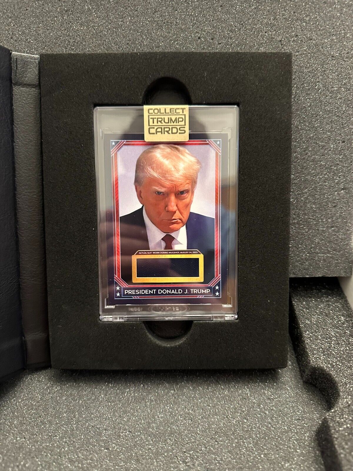 Official Donald Trump Mugshot Physical Card With Piece Of Suit Mint LE 395  